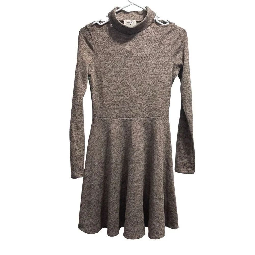 NWT Everly Tan Cold Shoulder Women’s Sweater Dress Sz.S